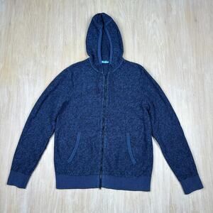 J. McLaughlin Heathered Blue Full Zip Up Hoodie Casual Cozy Knit Sweater Medium